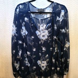 Lane Bryant Floral Sheer Top. Sz 18/20